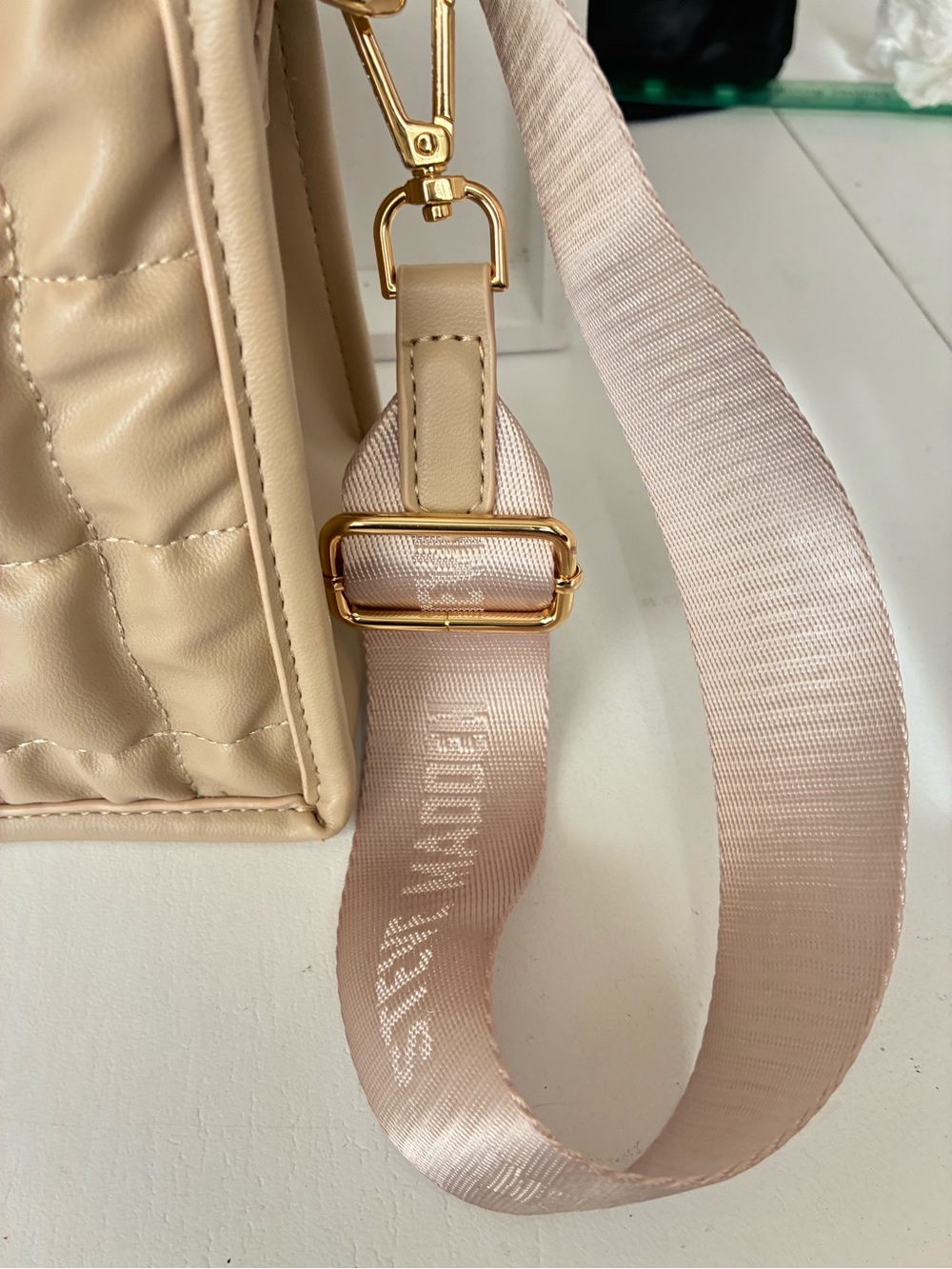 Steve Madden Taupe Quilted Top-Handle Satchel - Picture 4 of 11
